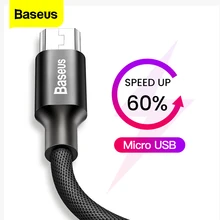 Baseus – câble Micro USB pour recharge rapide, cordon de données pour téléphone portable, compatible avec Samsung Xiaomi Android, 1m/2m