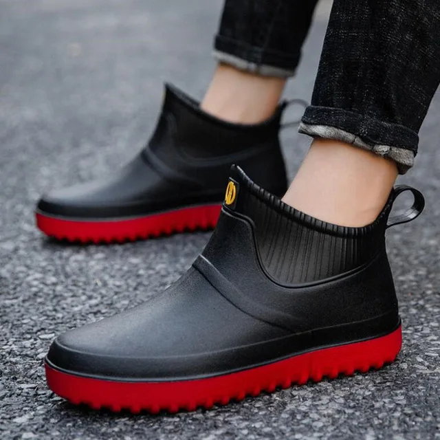Mens Boots Waterproof Mens Rain Boots Classic Mens Ankle Work Boots Outdoor Non-slip Boots Short Mens Fishing Water Shoes