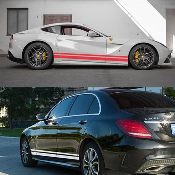 

For BMW E46 E60 E90 F10 F30 Mercedes W203 W204 Alfa Romeo 159 147 Car Accessories Vinyl Film Decals 2pcs Car Long Stripe Sticker