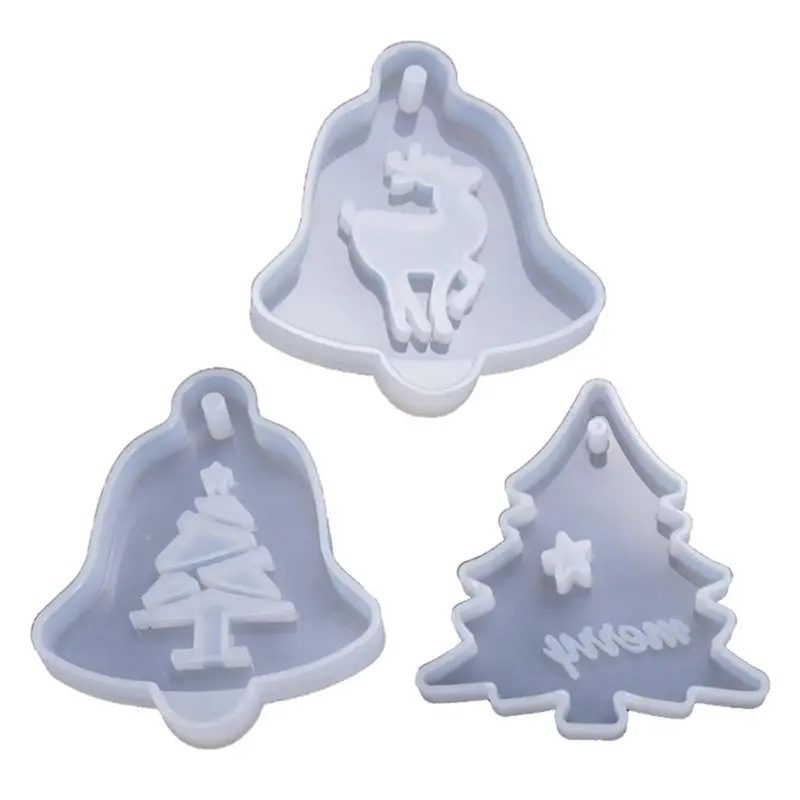 

New Crystal Epoxy Resin Mold Christmas Tree Elk Pendant Casting Silicone Mould DIY 83XF