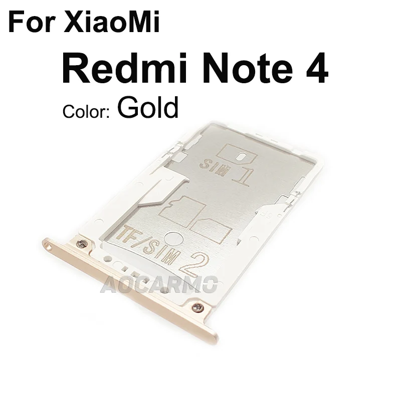 Aocarmo Sim Card Tray MicroSD SD Slot Holder Replacement Part For XiaoMi Redmi Note 4