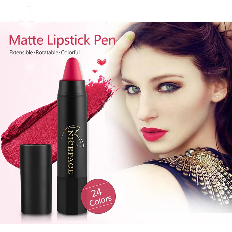 

2019 New Arrival 24 Color Matte Lipstick Pen Metallic Lip Colors Sexy Party Lip Color Matte Lip Gloss Long-lasting Lip sticker