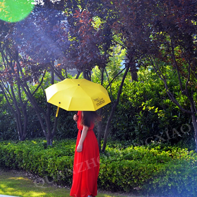 Folding Umbrella Travel Umbrella Foldable Yellow Umbrella How I Met Your Mother Women Folding Umbrellas Lightweight Sun Rain Rain Gear