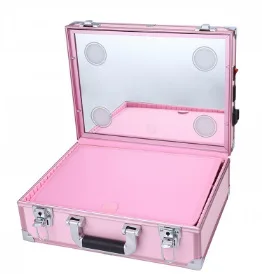 

Hand Partition Cosmetic Aluminium Alloy Light Included Makeup Box Munsu Manicure Tool Box Wholesale Customizable
