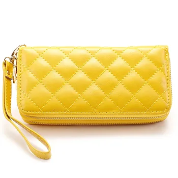 

Long Wallet Clutch Women Purse Diamond Lattice Coin ID Card Holder Female Phone Bag Genuine Leather Purse Femme