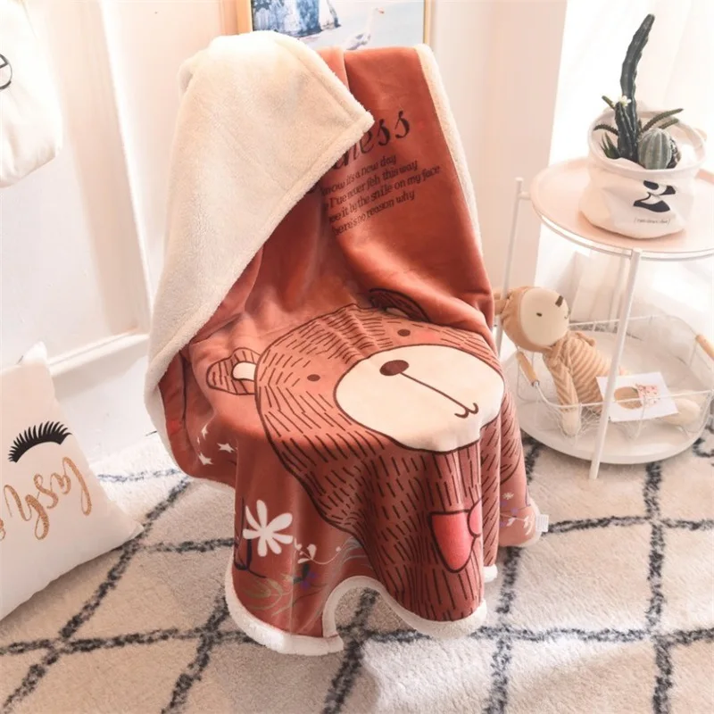 

Wholesale Berber Fleece CHILDREN'S Blanket Double Layer Thick Flannel Air Conditioner Blanket Foreign Trade Gift Wechat Business