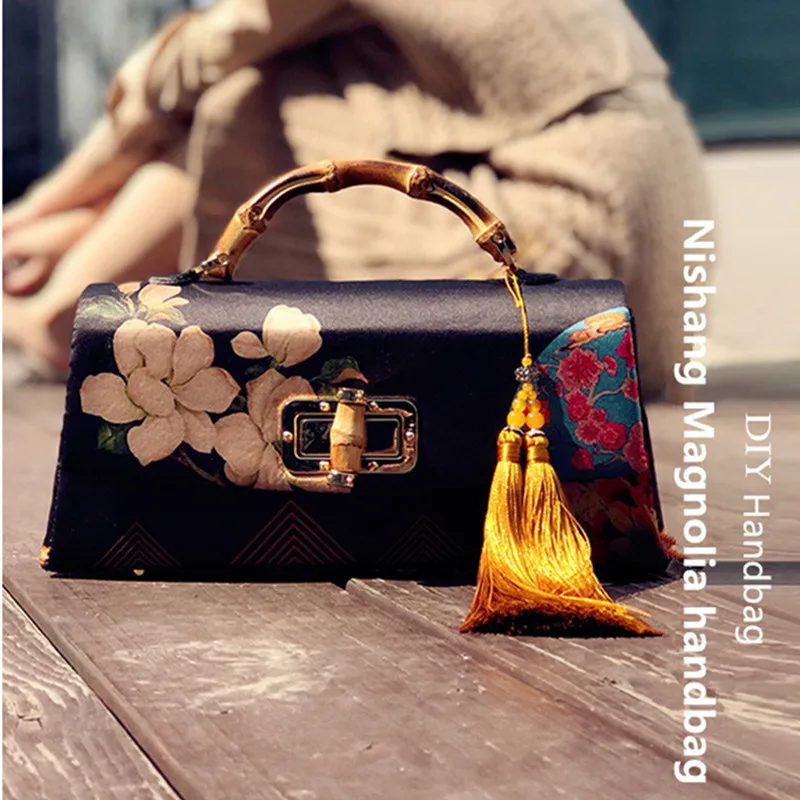 

Neon jade orchid imitation xiangyunshakou gold bag handbag hand fabric DIY patchwork material bag