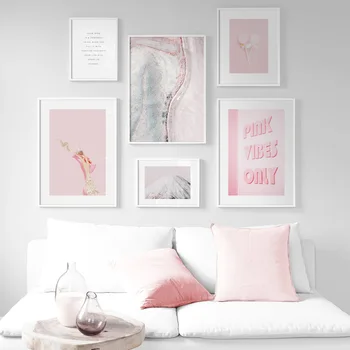 

Wall Art Canvas Painting Pink Candy Girl Snow Mountain Black White Nordic Posters And Prints Wall Pictures For Living Room Decor