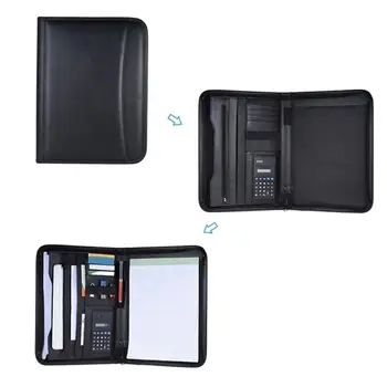 

A4 Leather Folder Zipper Briefcase With Computer Cortex A4 File Folder Business Office Multifunctional Folder