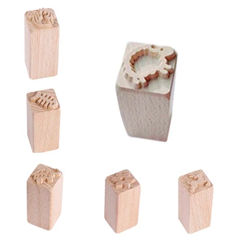 

Children's creative DIY toys Hand Carved Wooden Stamps for Printing DIY Clay Pottery Printing Blocks Clay Tools Leaf deer