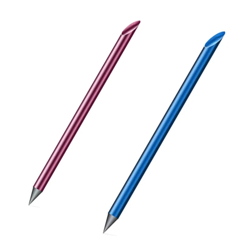 

2 Pcs Rose Gold/Blue Novelty Cool Undead Full Metal Fountain Pen Luxury Eternal Pen Gift Box Inkless Pen Beta Pens Writing Stati