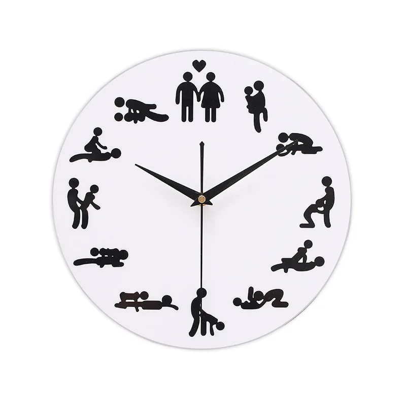 12inches Creative Home Bedroom Wall Clocks Couples Husband And Wife Love Sex Mute Digital Clocks For Home Sexy Wall Decor - Wall Clocks picture