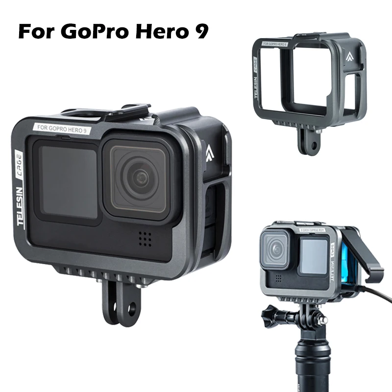 Aluminum Frame Housing Case Metal Cage Protective Shell With Clod Shoe Mount 1/4 Screw For GoPro Hero 9 Sport Camera Accessories