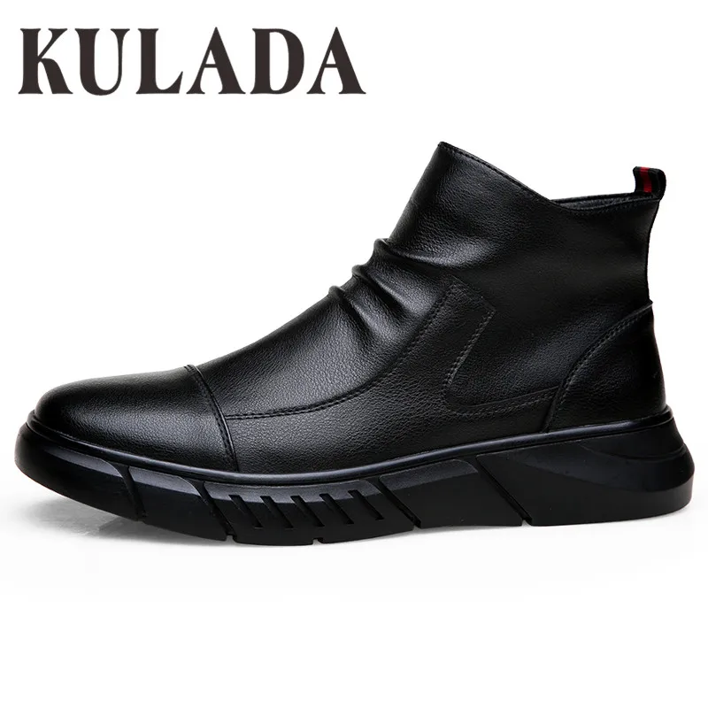 KULADA коллекция 2019 года Мужская зимняя обувь кожаные водонепроницаемые ботинки