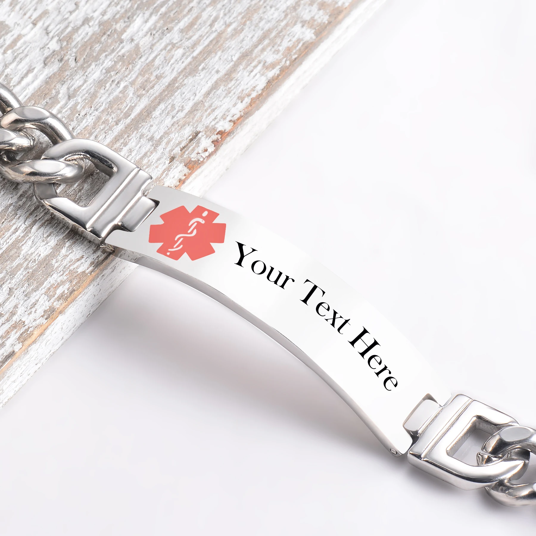 Medical Alert ID Stainless Steel Bracelet DIABETES EPILEPSY ALZHEIMER'S ALLERGY SOS  Jewelry Free Engraving 6