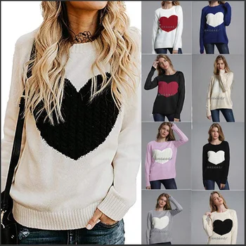 

Numa Fashion Autumn Winter Women Sweaters Pullovers Long Sleeve Sweater Slim Heart Knitted Jumpers Sueter Mujer Valentine Day