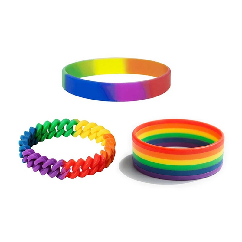 Новая мода силиконовые Радуга фестиваль Прайд браслет Mutilayered резиновые модные