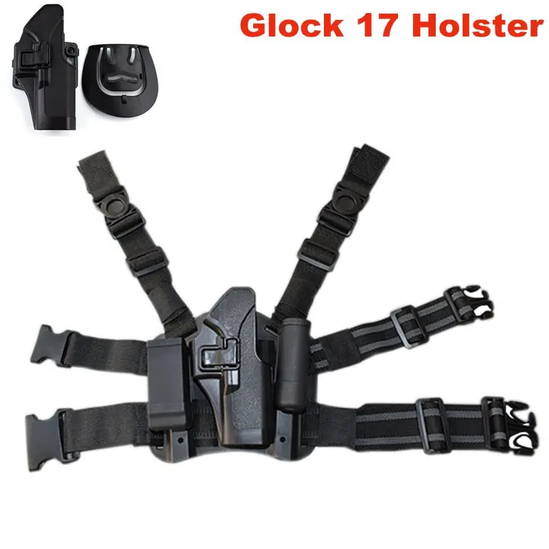 

CQC Tactical Right Drop Leg Pistol Gun Holster Airsoft Air Glock 17 19 22 23 31 32 Hunting Shooting Bearing Flashlight pouch