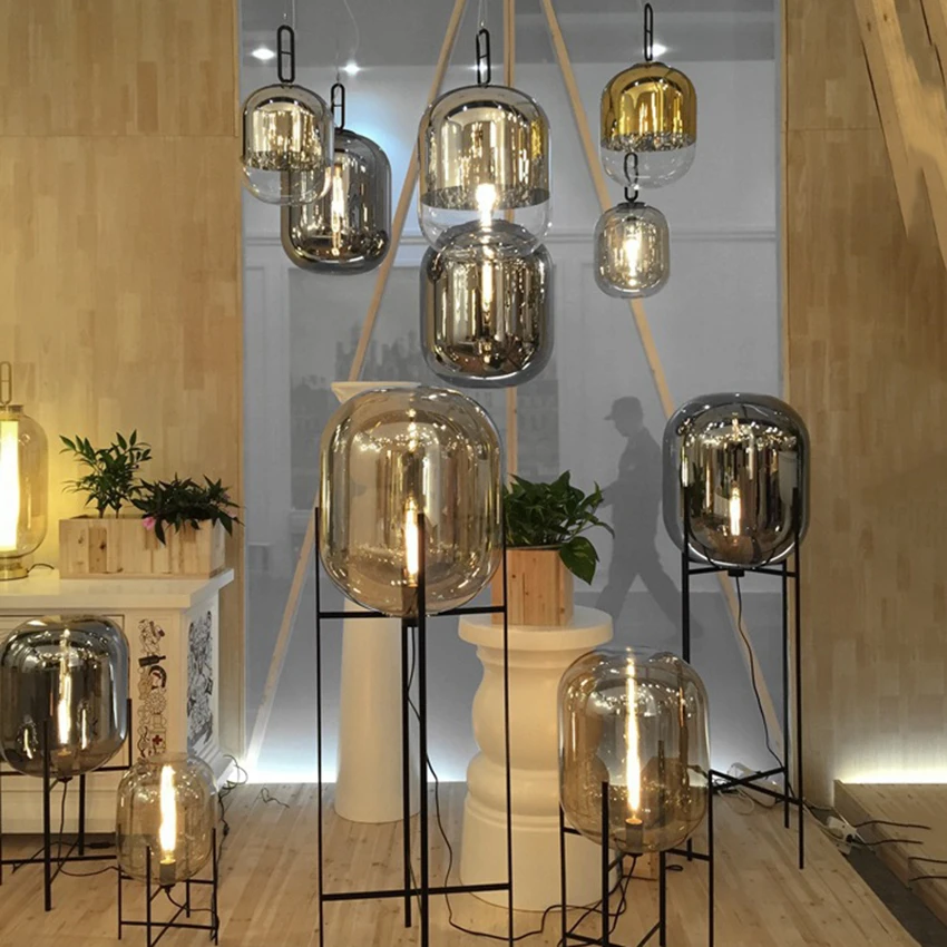 Скандинавский стеклянный светодиодный фонарь, стоящая лампа для гостиной, спальни, торшеры, Кухонные светильники, лофт, декоративное стекло, светильник, Lamparas