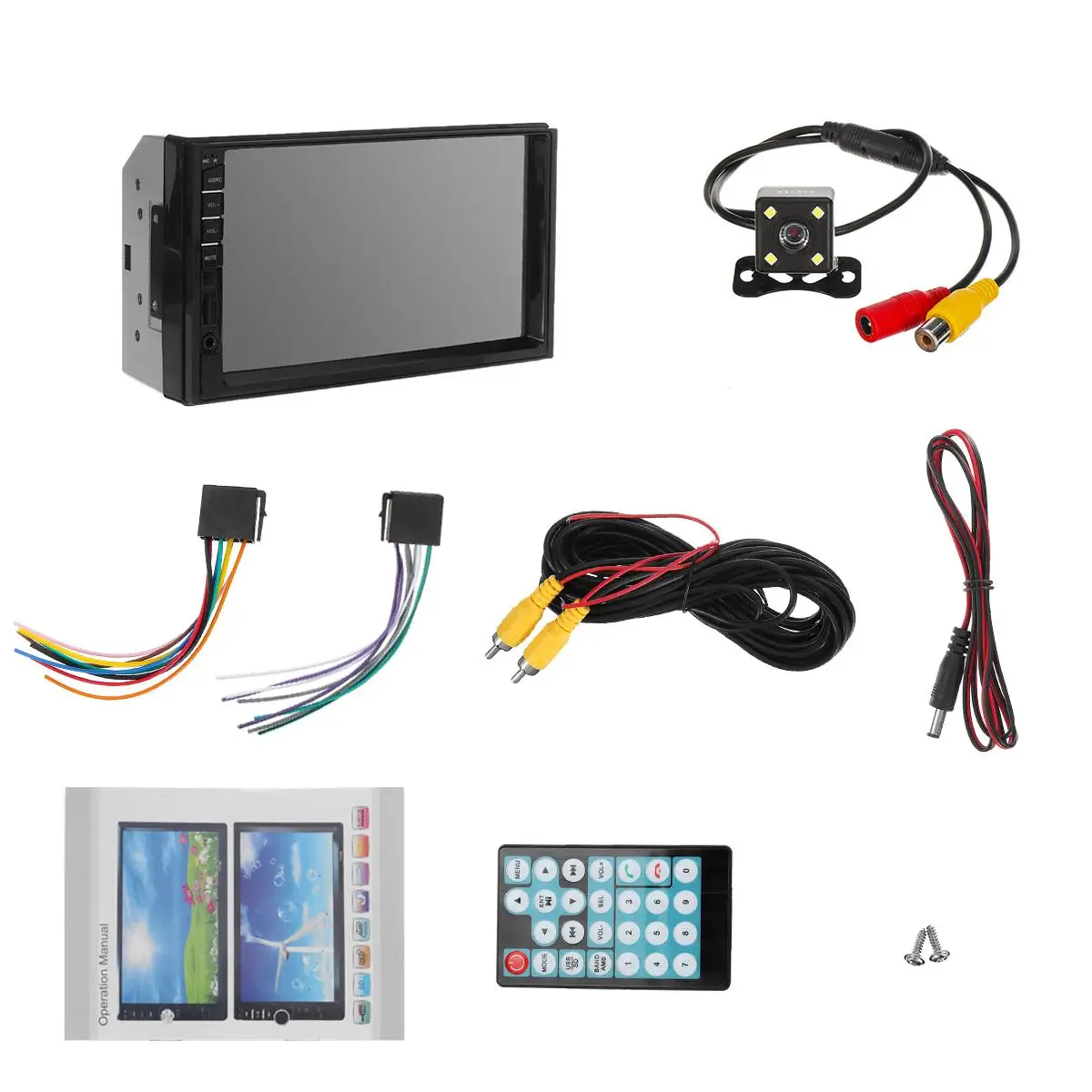 Car Rear View Camera 7" Touch Screen bluetooth Car Stereo MP5 FM Radio Player+ 4 LED Rear Camera Parking Reverse Vehicle Camera