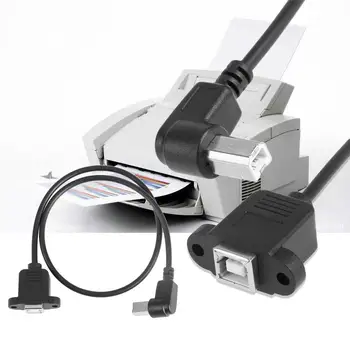 

50cm USB2.0 Elbow B Male to Female Cable USB Type B Wire Socket Printer Panel Mount Extension Cable Screw Hole Connector