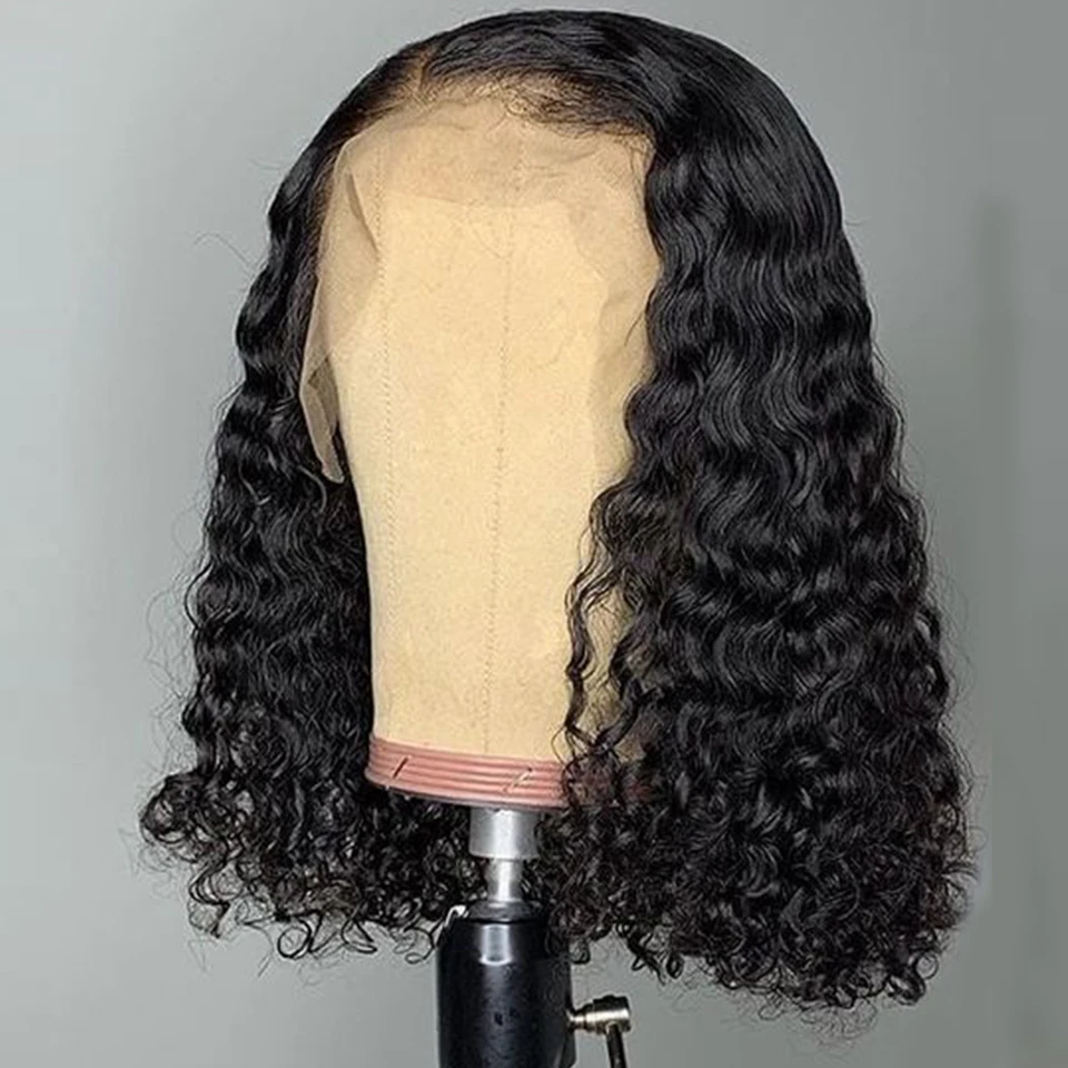 Парик с кудрявым Бобом парик коротким кружевом спереди парики из человеческих