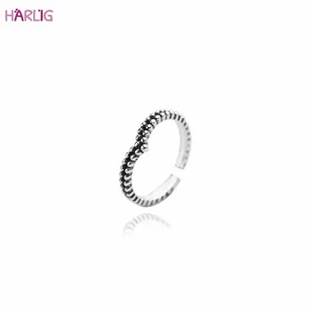 

Vintage resizable sterling silver 925 Rome letter thin small ring for women allergy free fashion jewelry