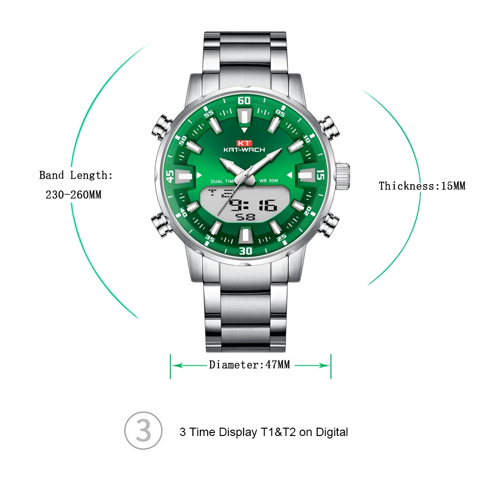 2021 Gold Wrist Watch Men Top Brand Waterproof Sports Digital Watches LED Steel Military Quartz Watch For Men Wristwatch Relogio