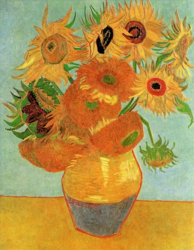 

12 Handmade Art Paintings by College Teachers - Still Life Vase with Twelve Sunflowers Vincent van Gogh - Oil Painting on Canvas