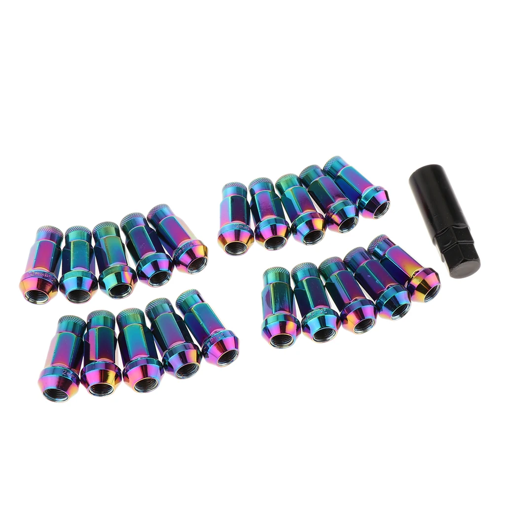 Metal Extended Dust Cap Lug Nuts Wheel Rims Tuner W/Lock M12x1.25