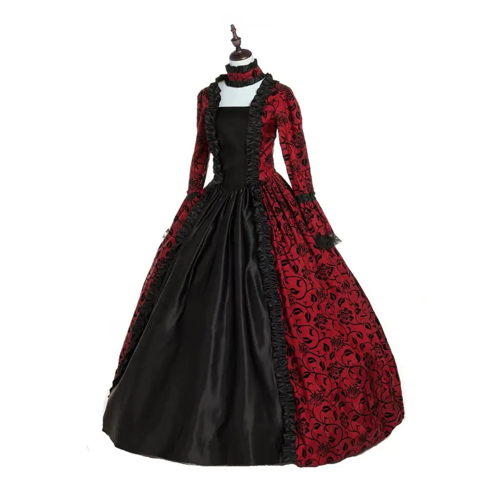 Victorian Gothic Georgian Period Dress Halloween Masquerade Ball Gown Reenactment Clothing