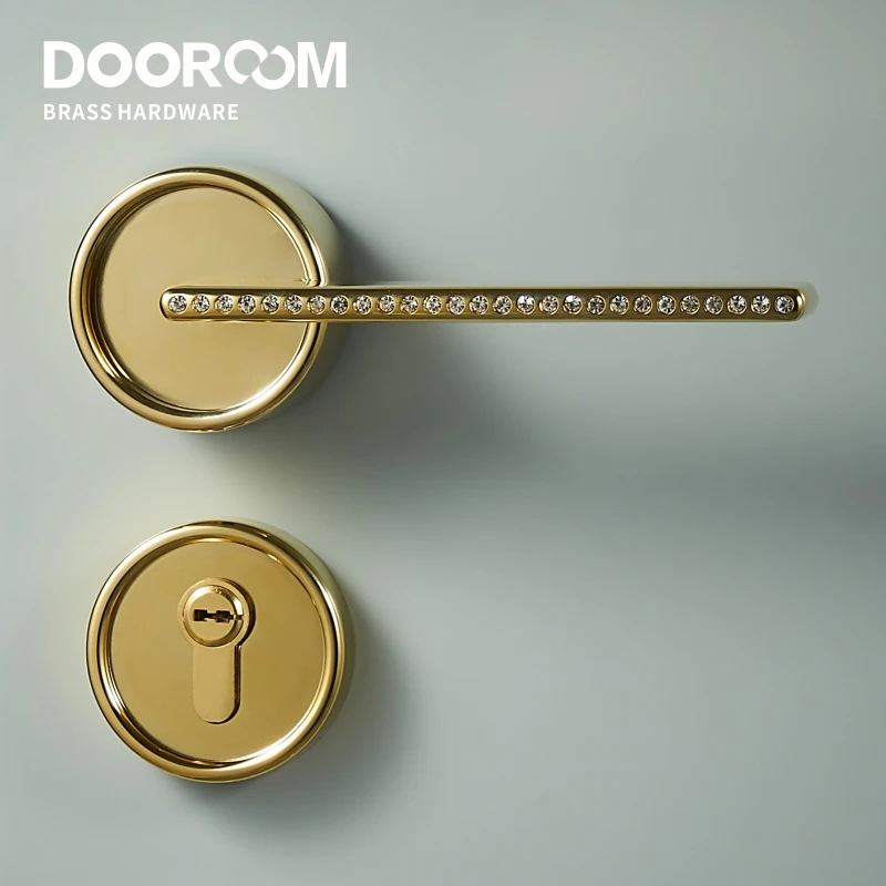 Dooroom латунный дверной замок современный черный PVD золотой с бриллиантом для спальни ванной комнаты двойной
