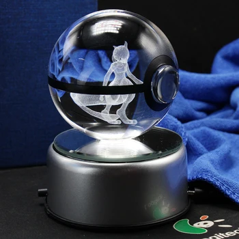 

Nice Fashion Mewtwo Pokemon 3D Engraving Crystal Ball With LED Base Christmas Gifts
