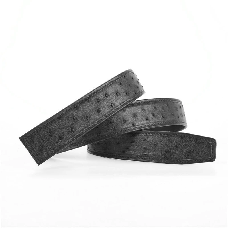 Cinturón de piel avestruz auténtica de alta para hombre, hebilla automática, correa de cintura de cuero genuino, cinturones clásicos para hombre|Cinturones de hombre| - AliExpress
