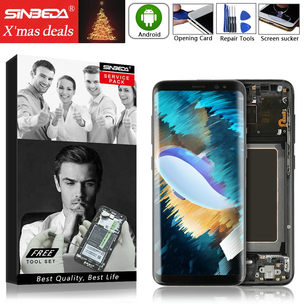 

6.2"AMOLED For SAMSUNG Galaxy S8 Plus G955F LCD Display Touch Screen Digitizer with Frame For Samsung S8 Plus Display G955A G955