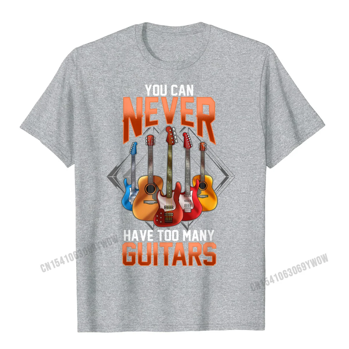 Hip hop Top T-shirts Casual Short Sleeve Faddish Crewneck Cotton Tops Shirts Street Tee-Shirts for Men Summer/Autumn Guitar Shirts For Men You Can Never Have Too Many Guitars T-Shirt__821 grey