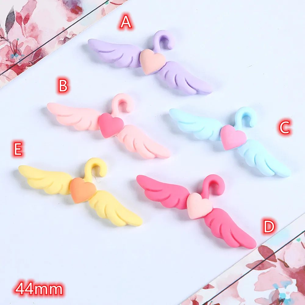 

Heart Wings Flatback Cabochons 10pcs big Colorful Angel Wing Resin Cabochon diy Flatbacks Wings Button for Scrapbooking