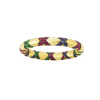 

Fashion Charm Sterling Silver Copy 1:1 Copy,Yellow Silver Multicolor Tribal Ring With Crosses Monaco Jewelry Gift With Logo