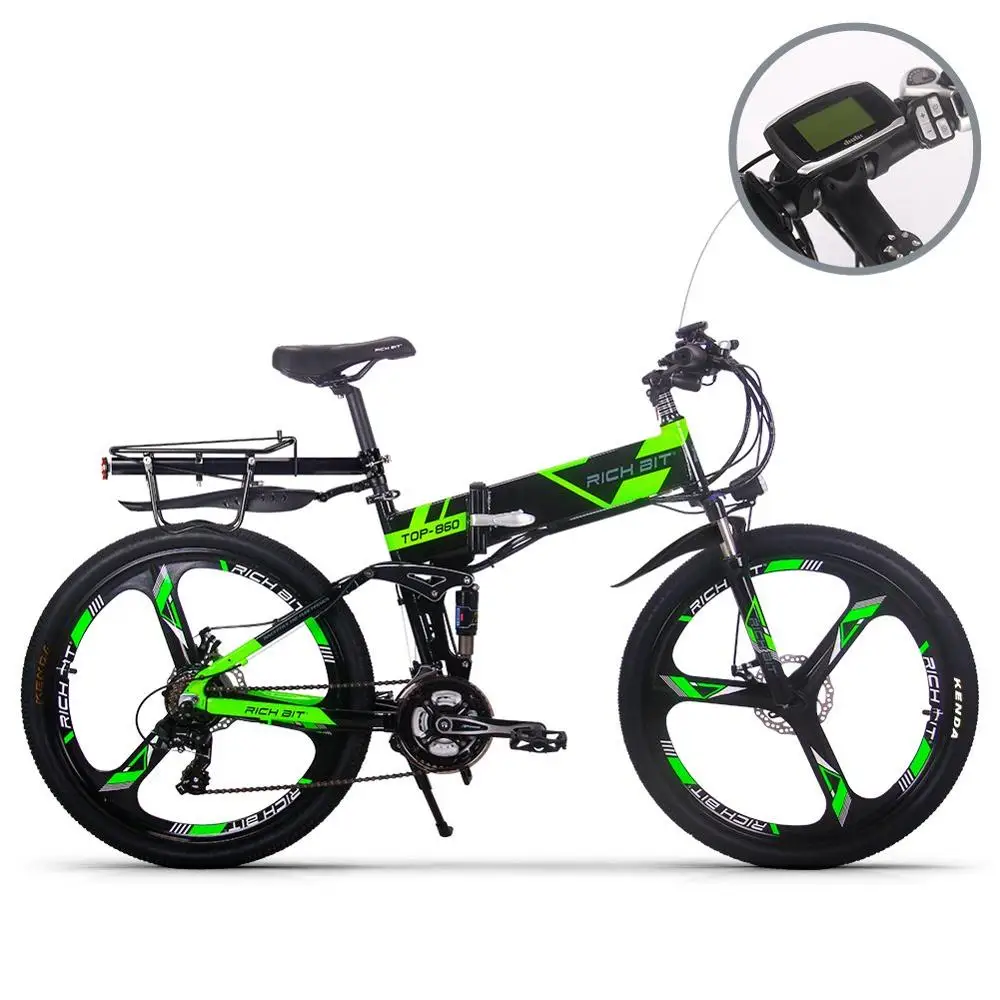 26inch Aluminum Folding Electric Bike Electric Bicycle High Speed Motor Electric Road Bicycle Retro Ebike Lightweight Frame - Цвет: green and black