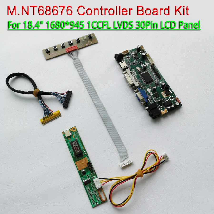 For LTN184KT01 LTN184KT02 Inverter 1680*945 18.4" HDMI+VGA+DVI 1CCFL LVDS 30-Pin M.NT68676 LCD display controller card DIY kit
