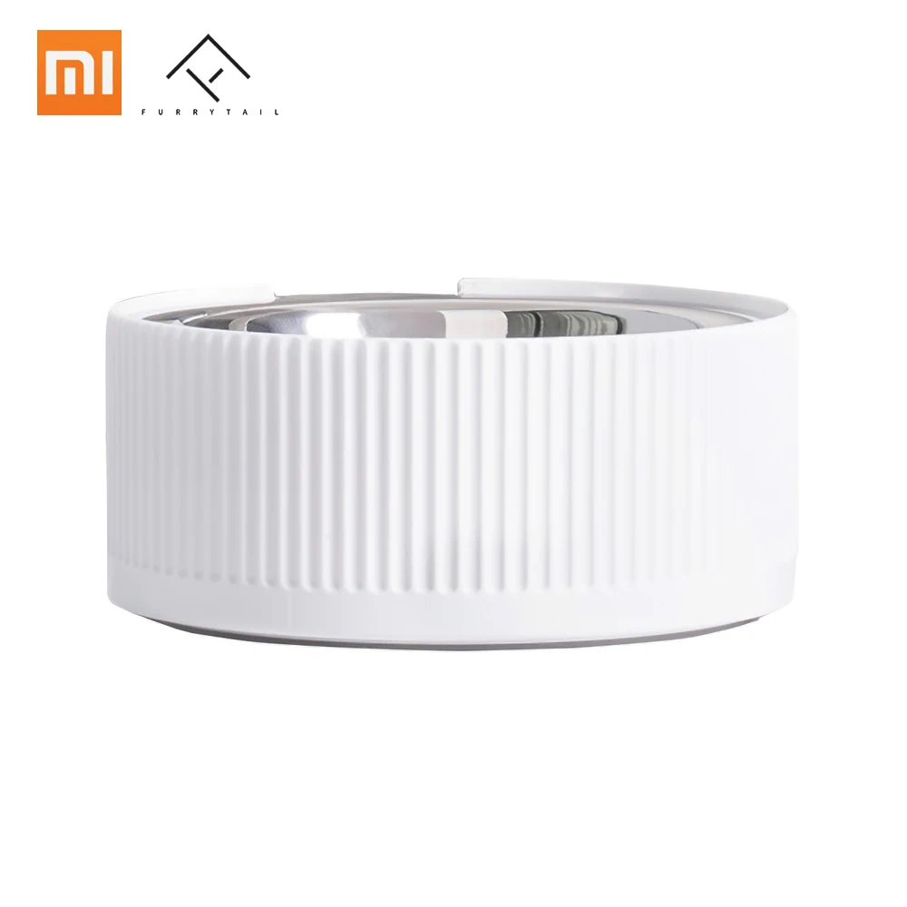 Xiaomi Mijia нержавеющая сталь Heatable миска для кошки корм для домашних собак напиток вода наклонная Фидер миска для корма анти-перелив мелкий - Цвет: Белый