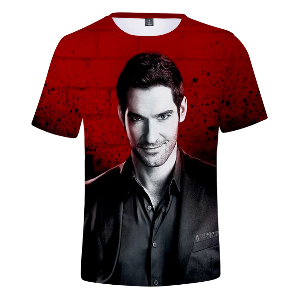 TV Lucifer 3D T-shirt Men Women 2021 Summer Hot Sale Fashion Popular Morningstar Short Sleeve Casual Tops | Мужская одежда