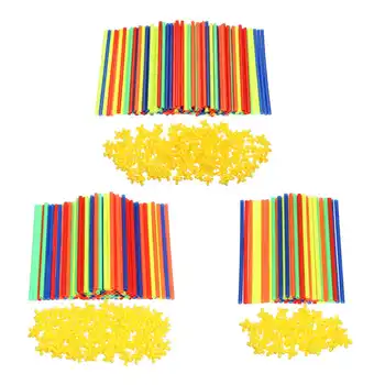 

100/200/300pcs 4D DIY Straw Building Blocks Plastic Space Straw Puzzle Kindergarten Building Blocks Educational Toys Kids Gift