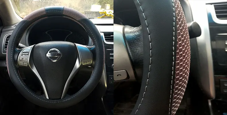 Автомобильный чехол на руль удобный PU кожаный автомобильный чехол с рукояткой дышащий Противоскользящий стиль четыре сезона универсальный зажим крышка