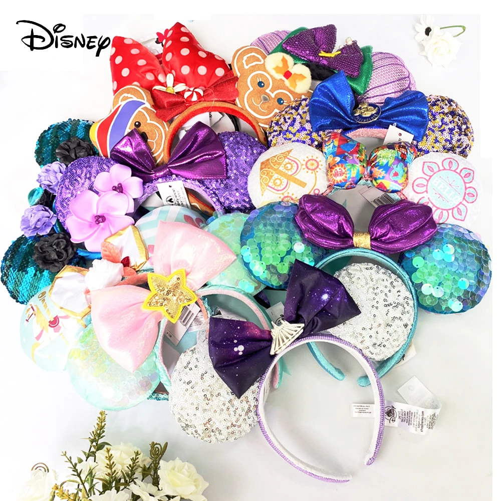 2022 Disney Mickey Ears Headband Firework Headband with Castle Peter Pan Cosplay Hairband Disneyland Letter Headband Gift