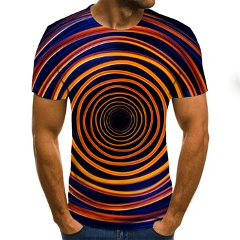 

Large Size Men T-Shirt 2020 Summer Geometric Circle 3D Printed Top Tees Fashion O--Neck Short Sleeve Casual Loose Men Shirts