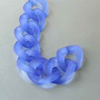 

20pcs Matte Sapphire Chunky Acrylic Curb Chain Links,Translucent Plastic Curb Chain Links, Open Link per Size 39mmx33mm