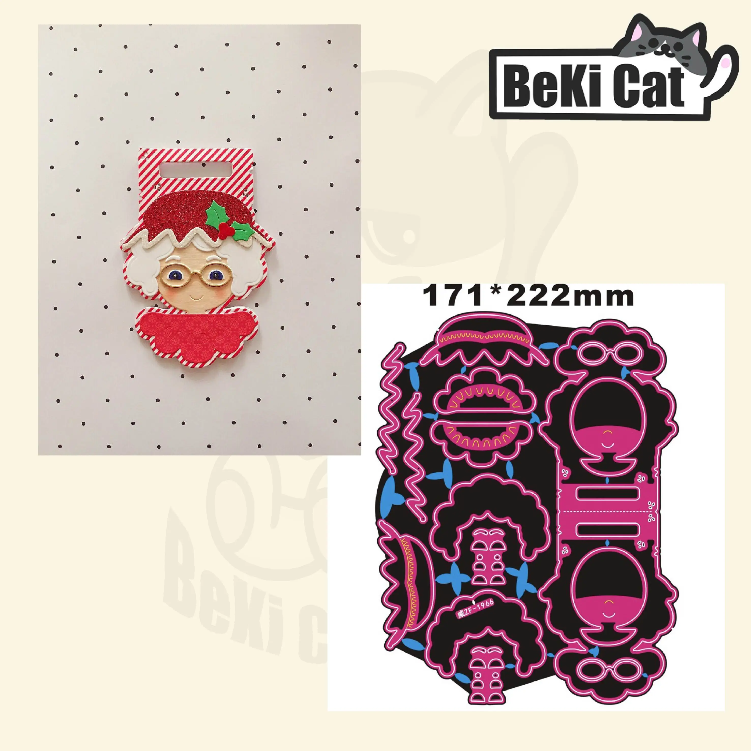 

Mrs Santa Bag Topper cutting die file Original Stencils for DIY Scrapbooking photo album Decorative DIY Paper Cards