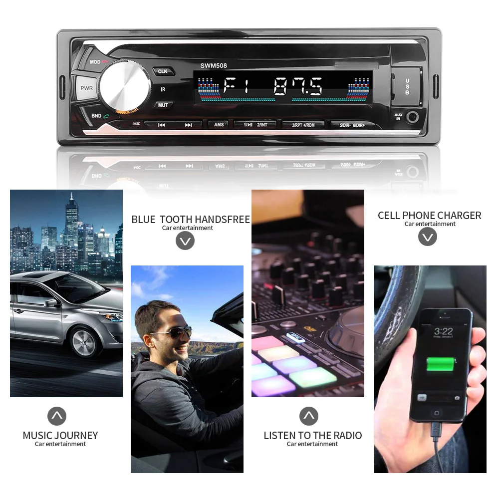 

KEBIDU 12V Car Radios Stereo Remote Control Digital Bluetooth Audio Music Stereo Car Radio Mp3 Player FM Receiver USB/SD/AUX-IN