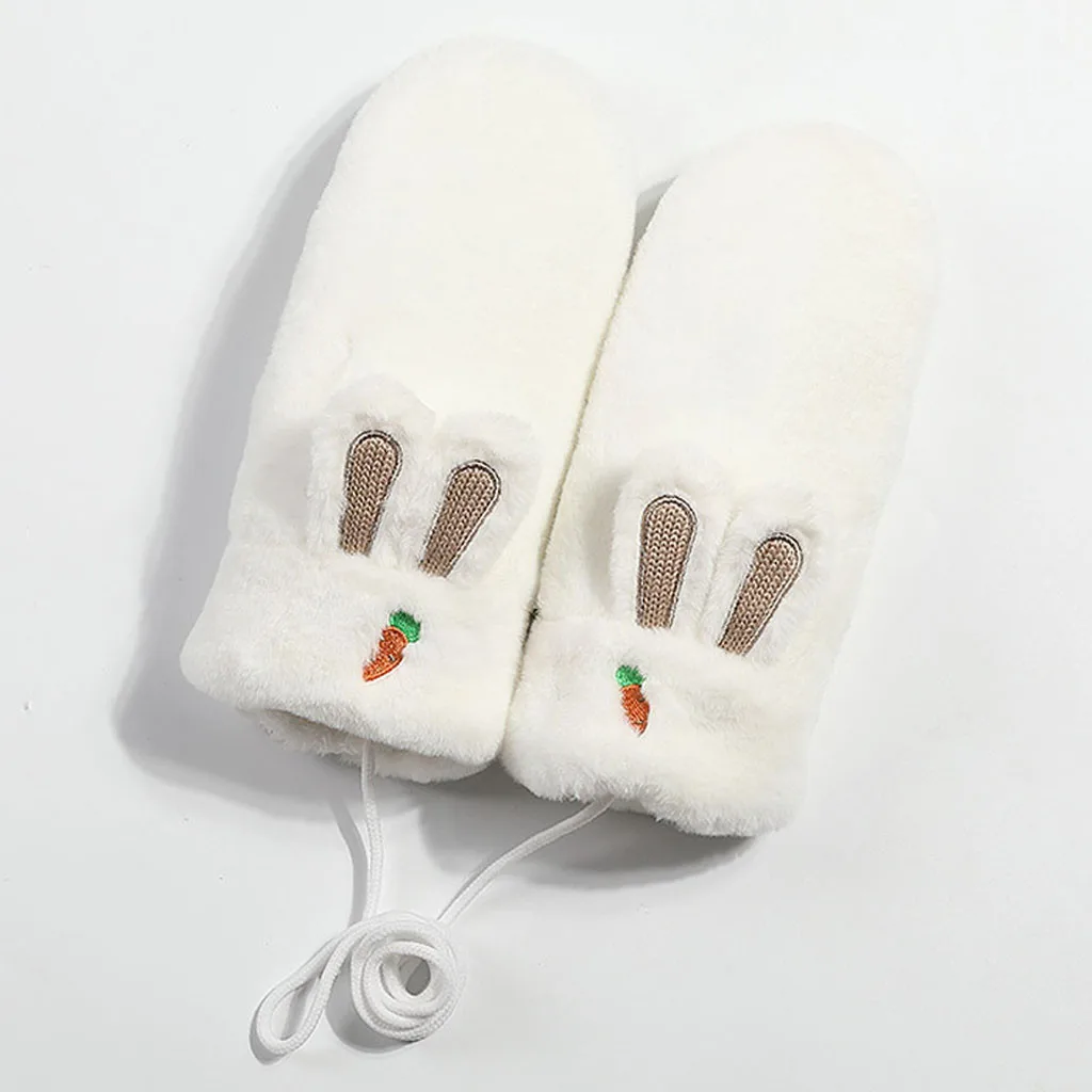KANCOOLD, женские зимние толстые перчатки, мультяшный кролик, пол пальца, Забавные милые перчатки для вождения, теплые, с защитой от холода